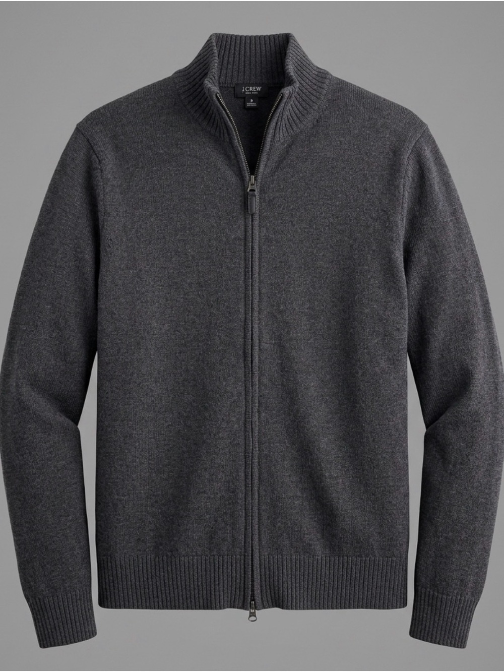 J. Crew Gray Full Zip 2-Way Merino Wool Sweater Large - Flawed / Fair